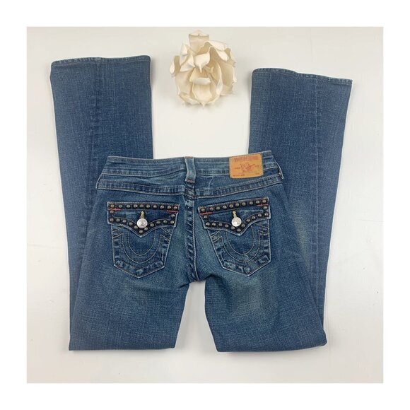True Religion Joey Studded Western/Cowgirl Bootleg Jean's Women's Size 26 - Picture 4 of 11